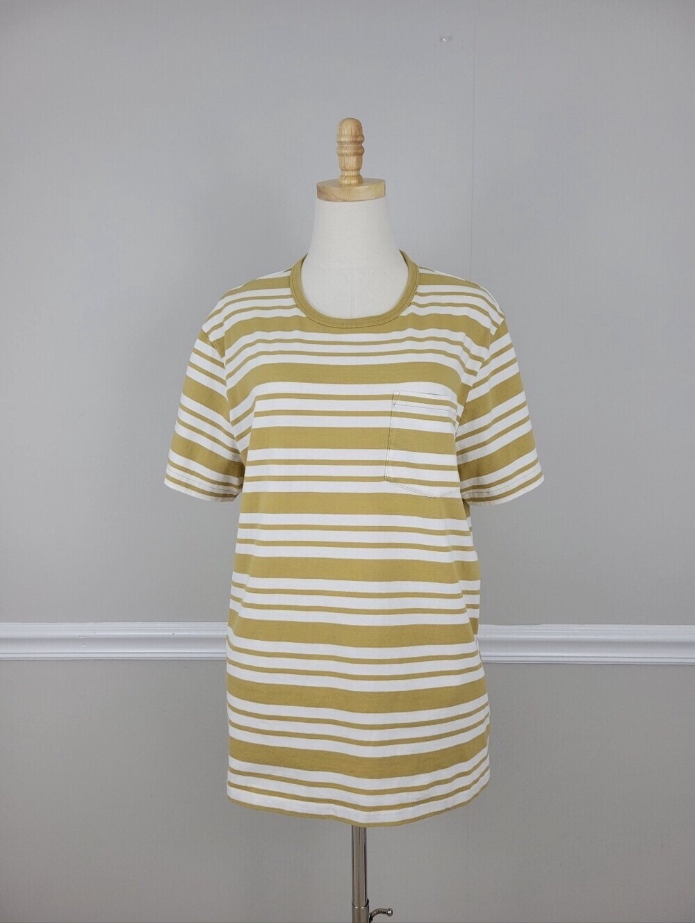 Madwell Striped Pocket Tee in Mustard and White Top